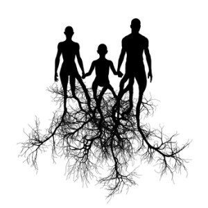 Family with tree roots