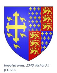 English Gentry by popular US professional genealogists, Price Genealogy: image of Richard II impaled arms. 