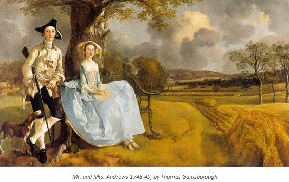 English Gentry by popular US professional genealogists, Price Genealogy: image of the painting "Mr. and Mrs. Andrews" by Thomas Gainsborough. 