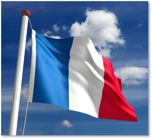 French Genealogy Records by popular US online genealogists, Price Genealogy: image of the French flag.