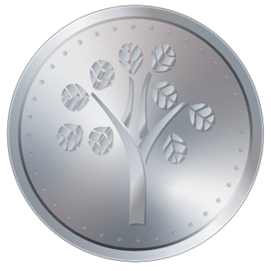 Family History Activities by popular US online genealogists, Price Genealogy: image of a printable silver medal with a tree on it.