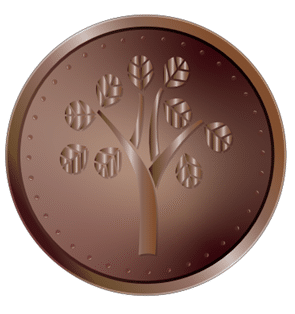 Family History Activities by popular US online genealogists, Price Genealogy: image of a printable bronze medal with a tree on it.