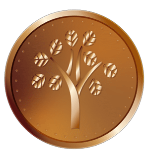 Family History Activities by popular US online genealogists, Price Genealogy: image of a printable copper medal with a tree on it.