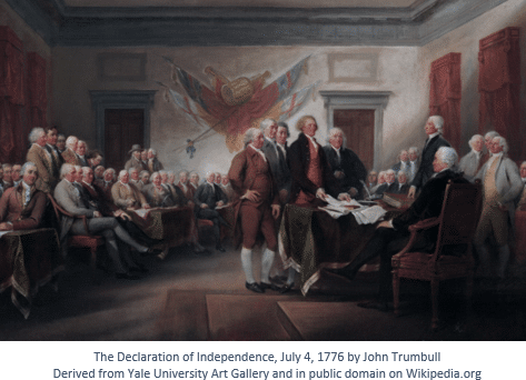 Sons of the American Revolution by popular US online genealogists, Price Genealogy: image of The Declaration of Independence by John Trumbull. 