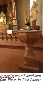 German Genealogy by popular US online genealogists, Price Genealogy: image of a church baptismal font.