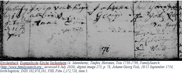 German Genealogy by popular US online genealogists, Price Genealogy: image of a German family record. 