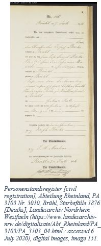 German Genealogy by popular US online genealogists: image of a German genealogy record. 