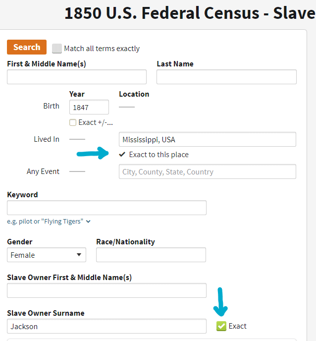 African American Genealogy by popular US online genealogists, Price Genealogy: image of a online U.S. federal census. 