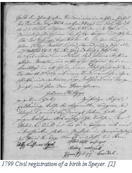 German Genealogy by popular US online genealogists, Price Genealogy: image of a German civil registration document. 