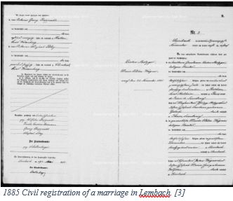 German Genealogy by popular US online genealogists, Price Genealogy: image of a German civil registration document. 