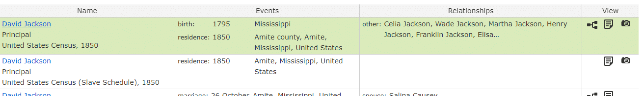 African American Genealogy by popular US online genealogists, Price Genealogy: image of a genealogy data base. 