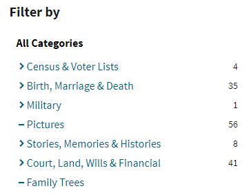 African American Genealogy by popular US online genealogists, Price Genealogy: image of a Filter By section. 