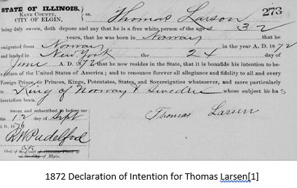 Norwegian Genealogy by popular US online genealogists, Price Genealogy: image of a declaration of intention. 