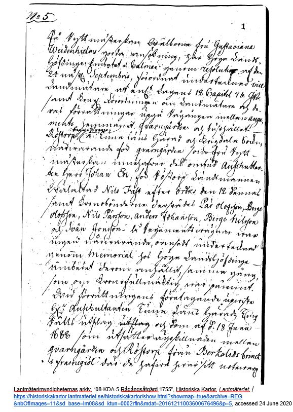 Swedish Maps by popular US online genealogists, Price Genealogy: image of a Swedish document. 