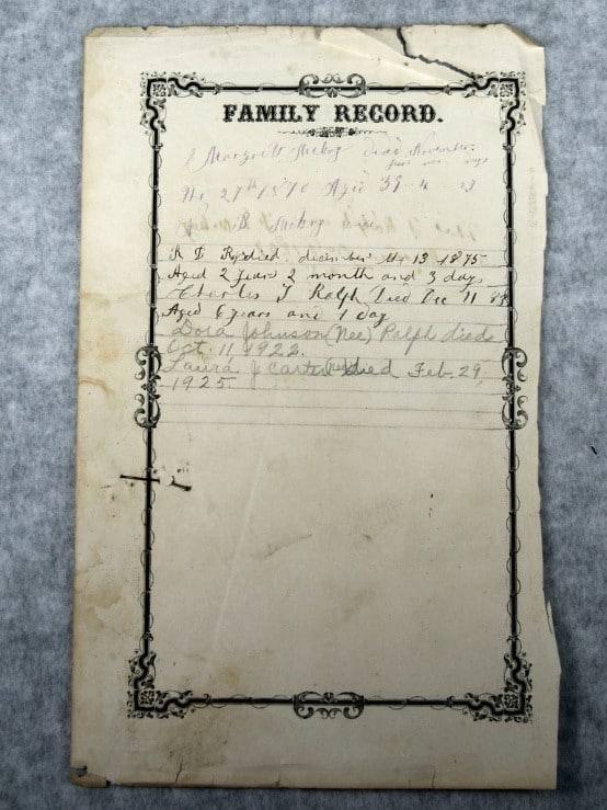 Children Who Died Young by popular US online genealogists, Price Genealogy: image of a family record. 