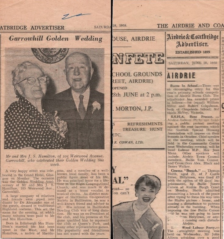 Newspaper Research by popular US online genealogists, Price Genealogy: image of a 1958 newspaper. 