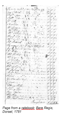 English Census Substitutes by popular US online genealogists, Price Genealogy: image of a page from a ratebook.