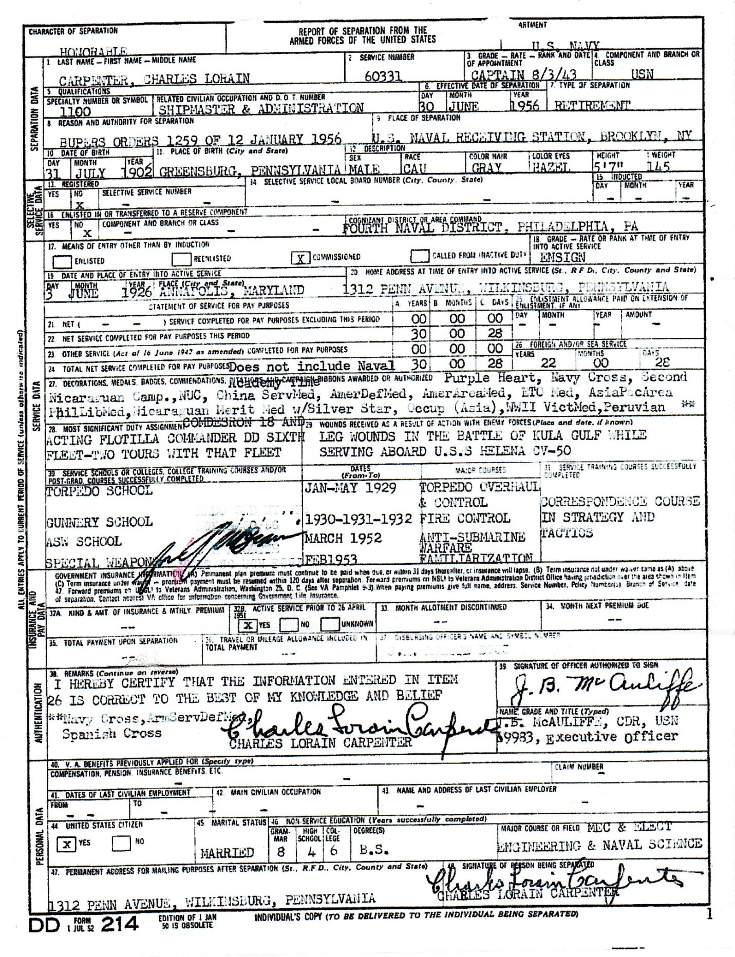 World War 2 by popular US online genealogists, Price Genealogy: image of a gunnery school certificate. 