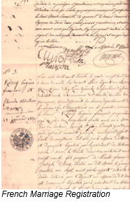 Napoleonic Code by popular US online genealogists, Price Genealogy: image of a French marriage registration. 