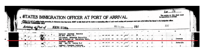 Italian Ancestors by popular US online genealogists, Price Genealogy: image of a States Immigration Officer at Port of Arrival document.