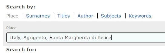 Italian Vital Records by popular US online genealogists, Price Genealogy: screenshot image of a webpage. 