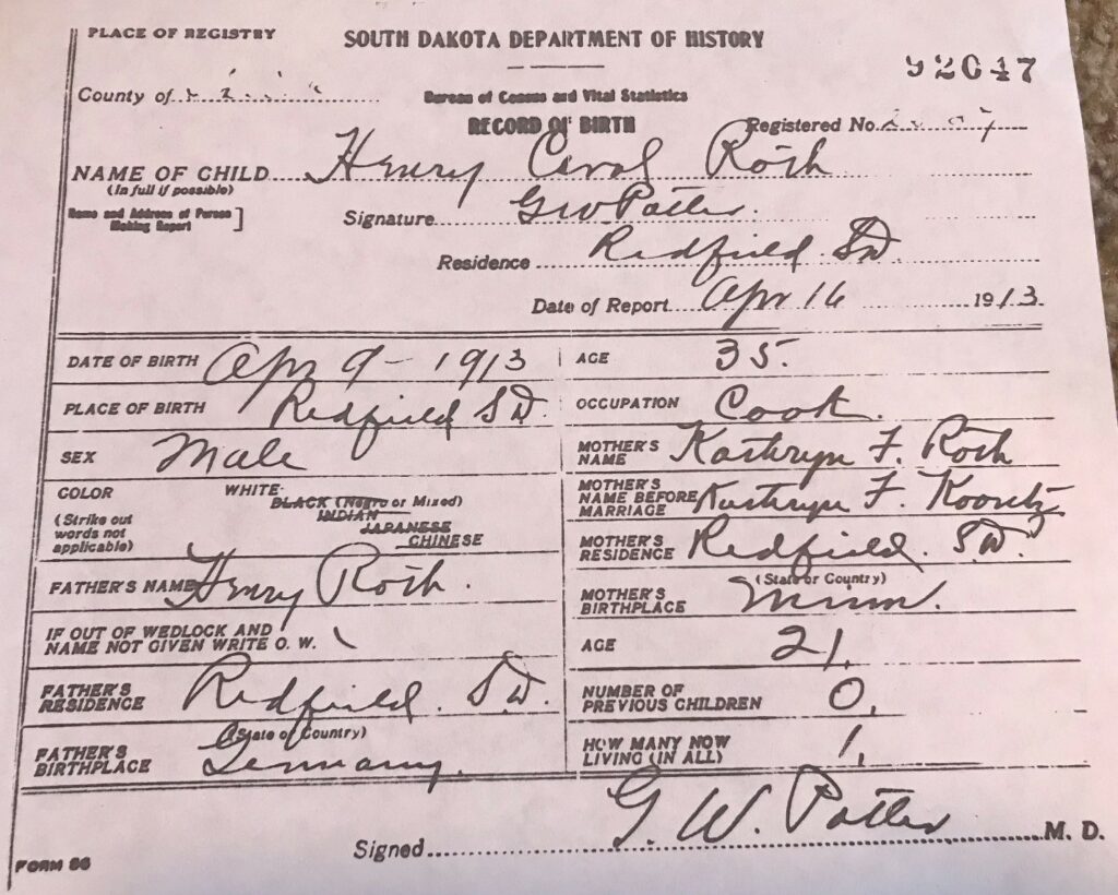 Parent Child Relationship by popular US online genealogists, Price Genealogy: image of a birth record. 