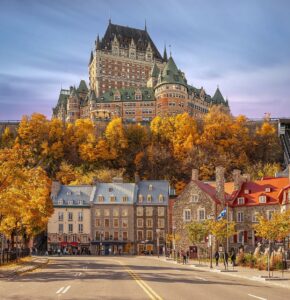 Canada Genealogy by popular US online genealogists: image of a French Canadian hotel. 